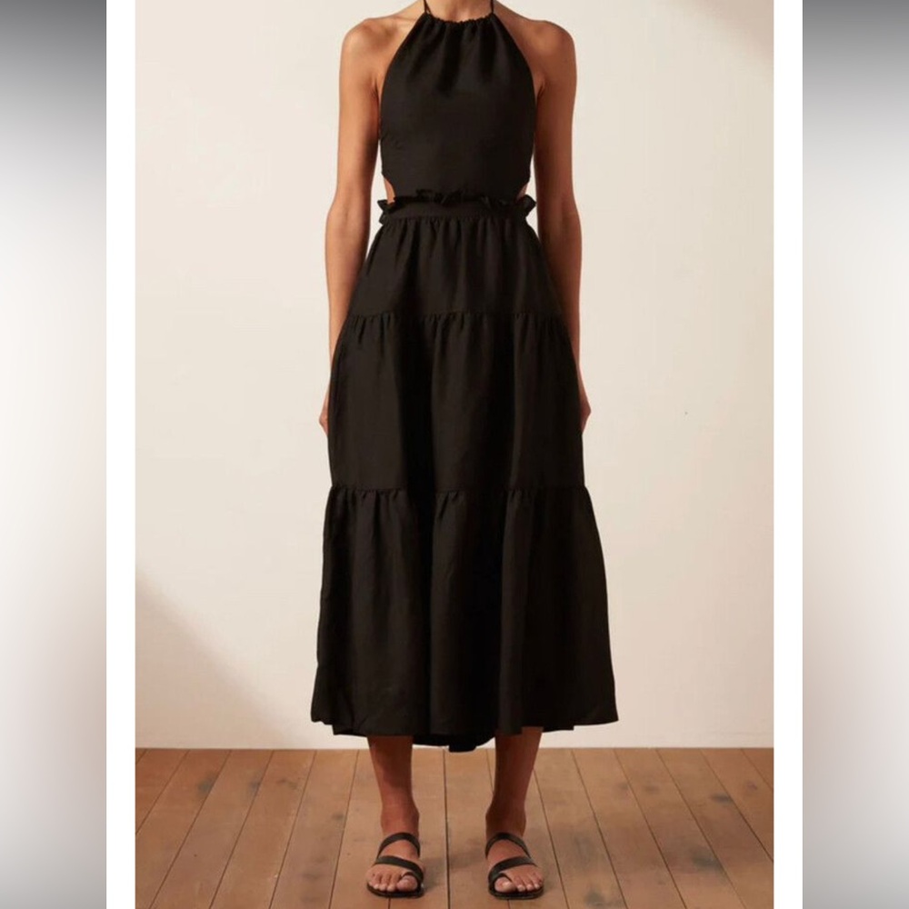 Shona Joy Rubi Linen Backless Midi Dress